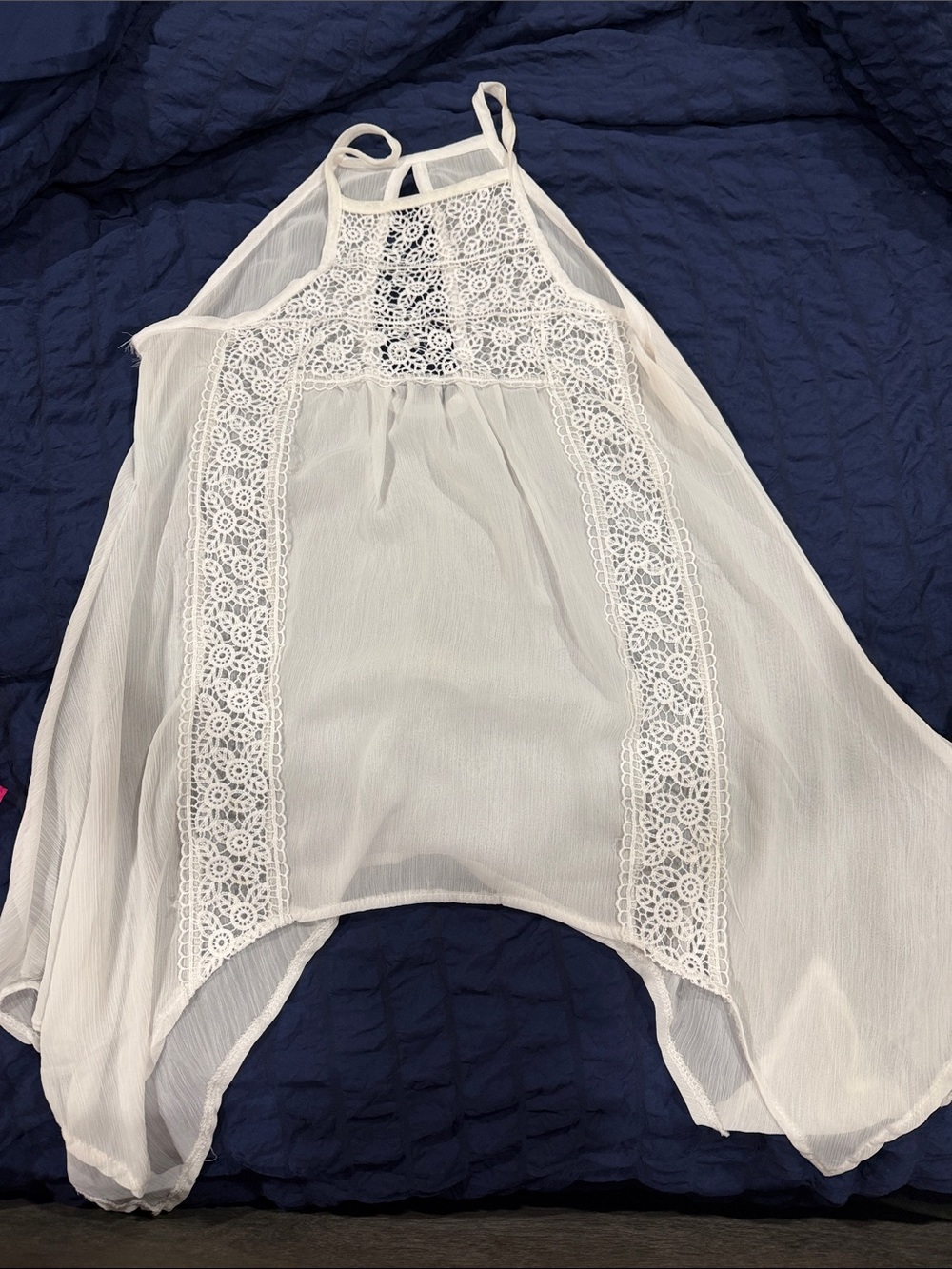 Women’s White Crochet-Trim Swim Cover-Up